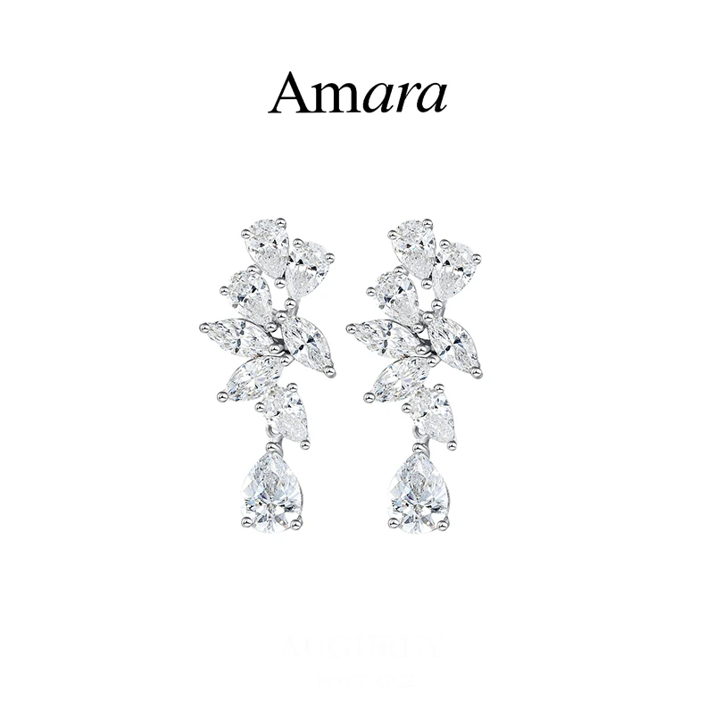 925银合成锆石耳饰 Amara Floral Bloom繁花水滴耳坠优雅高级轻奢