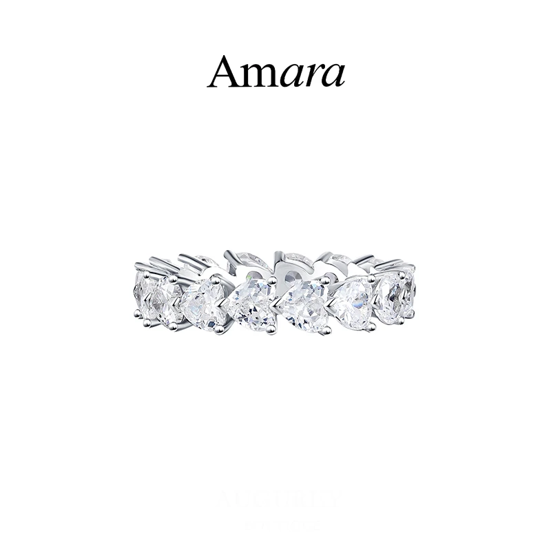925银合成锆石戒指 Amara 爱心排钻戒指叠戴小众轻奢设计感气质