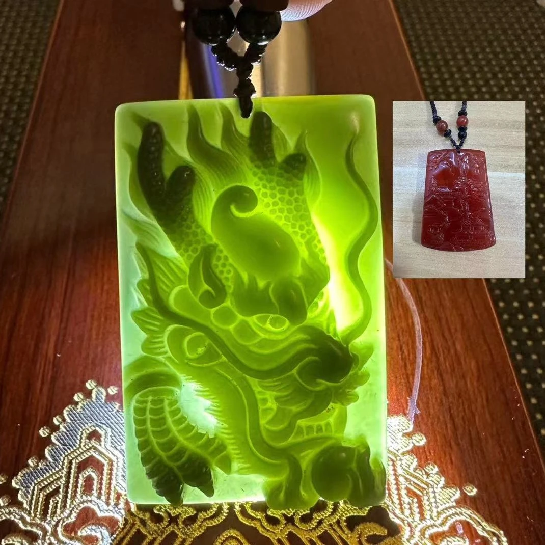 传承级别精雕和田玉龙行天下吊坠--赠送红大山水牌-拍一发二 h-zc