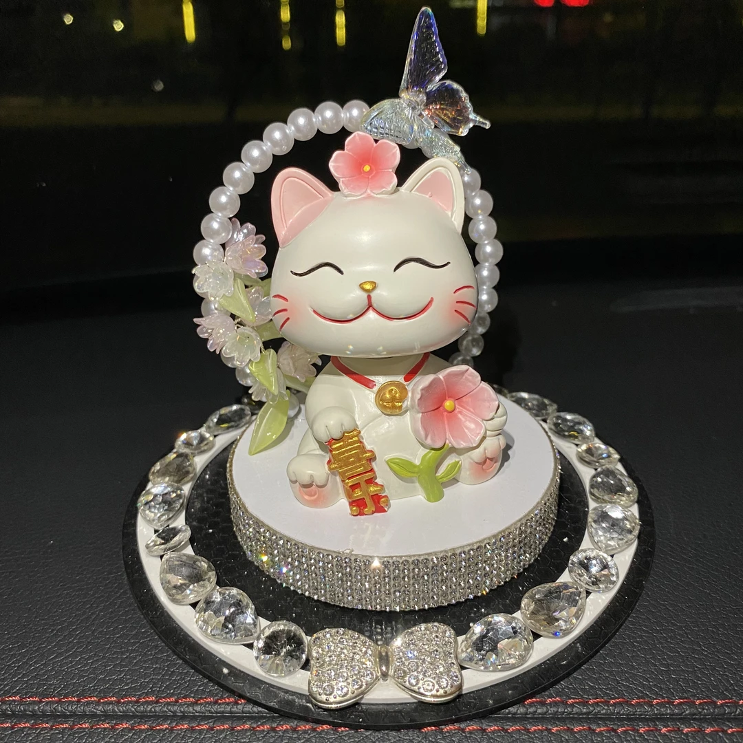 汽车内饰品摆件新款平安猫车载中控台装饰用品女神款可爱车饰饰品