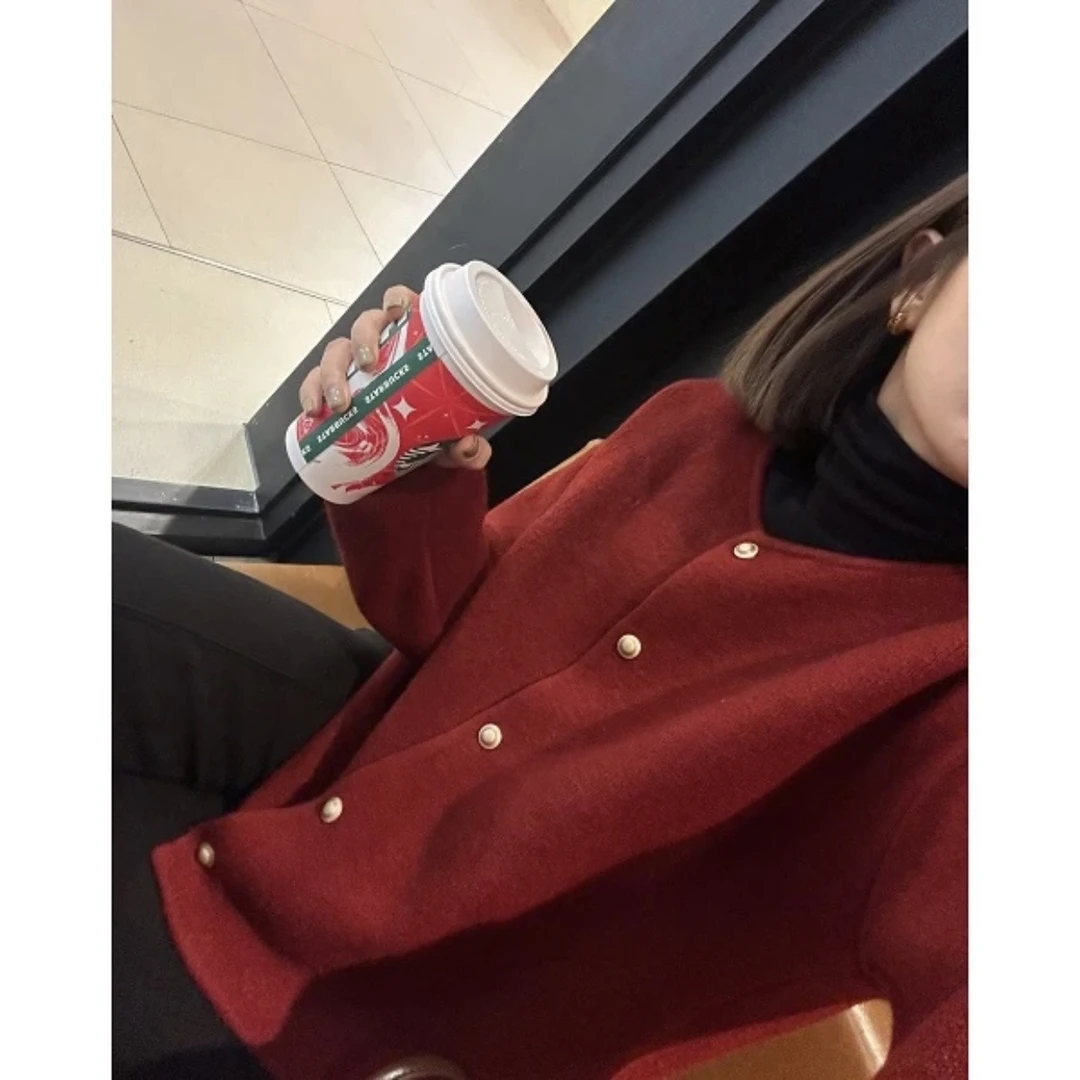【诗芷茉】早春气质小香风毛衣秋冬小个子法式宽松显瘦圆领长袖上衣