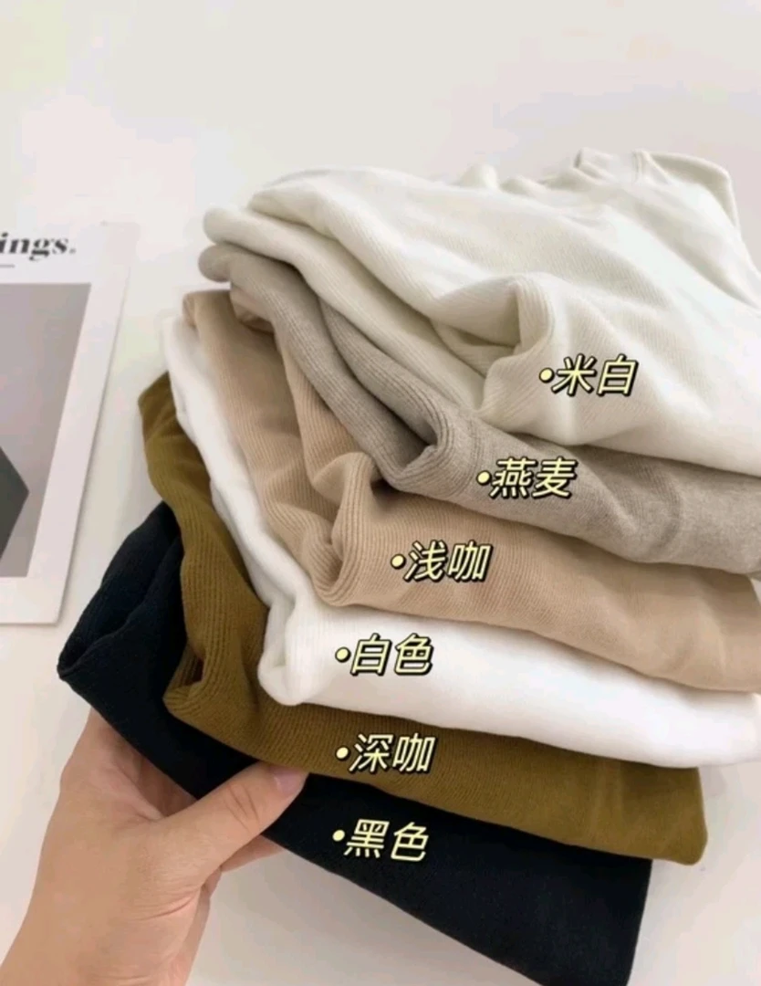 【诗芷茉】高货（小立领）秋冬慕斯Y绒加绒厚实保暖显瘦纯色打底衫T恤