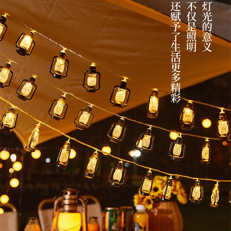 爆款房间煤油瓶灯串酒吧氛围太阳能装饰灯复古创意万圣节帐篷布置