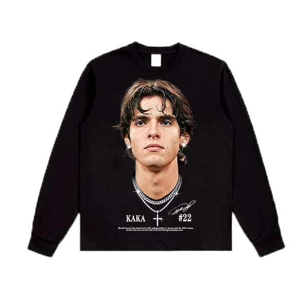 卡卡大头时尚印花重磅纯棉美式街头小领口数吗直喷做旧长袖t恤