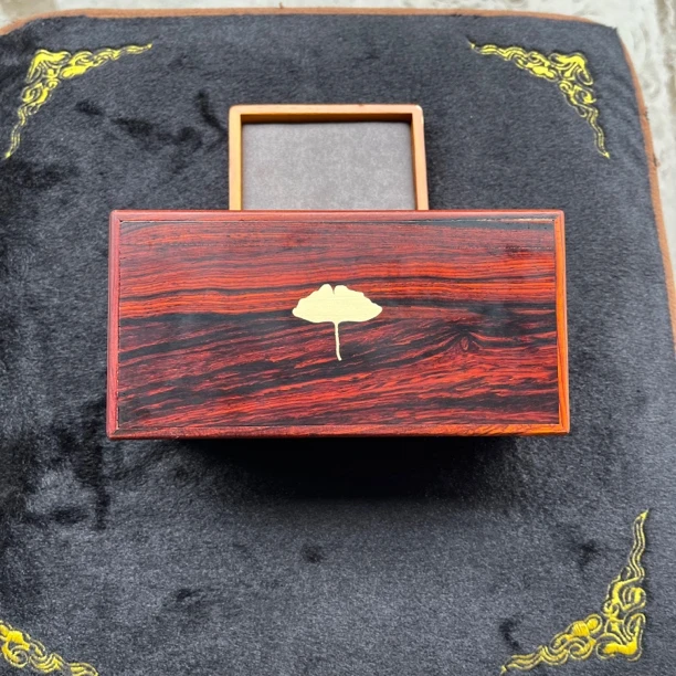 【限量福利】大红酸枝18银杏平镶首饰文玩盒饰品箱类