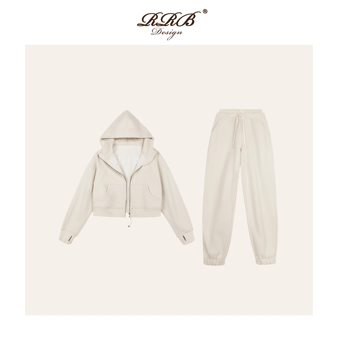 RRB Design「lu风套装」休闲时髦运动显瘦宽松舒适连帽加绒套装
