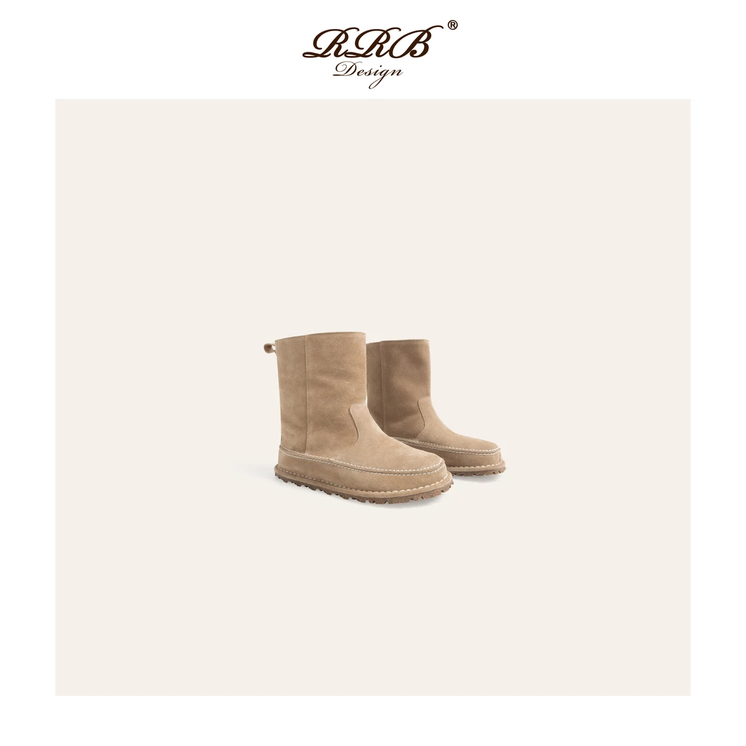 RRB Design「时髦暖冬」牛绒中筒防滑雪地靴