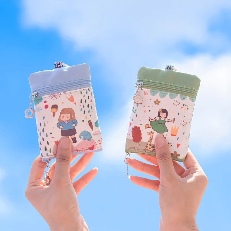 家门钥匙包抽拉式2025可爱布艺双层锁匙袋上下班汽车钥匙保护套