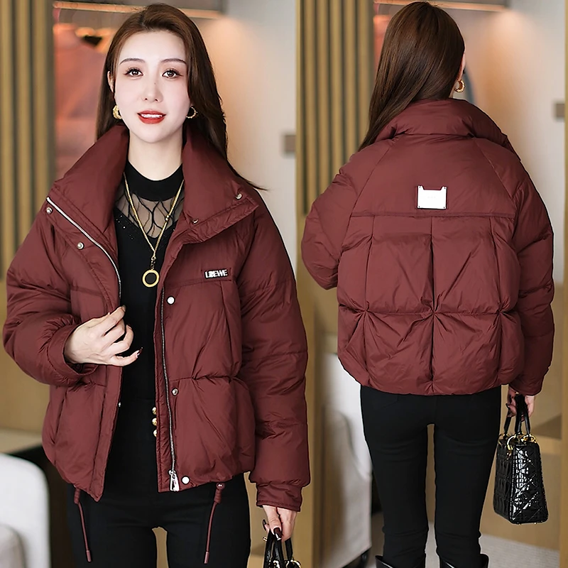 韩版加绒棉服外套女2024冬季新款时尚减龄小个子百搭保暖翻领棉衣