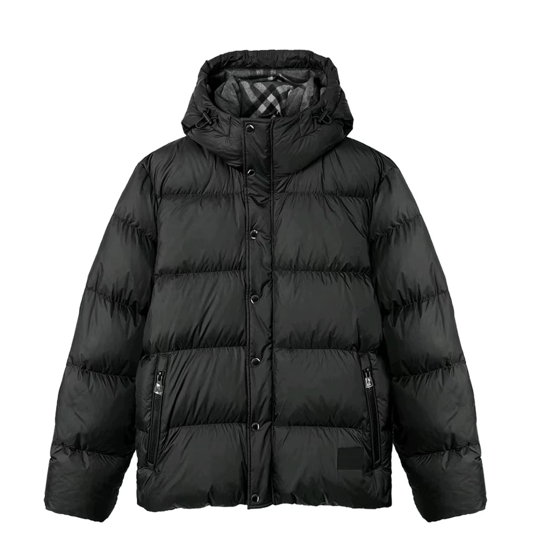 BURBERRY/博柏利奥莱连帽纯色拉链羽绒服 男女同款 黑色(10)