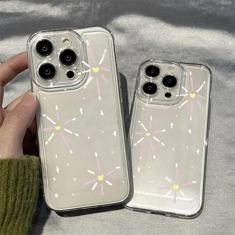 简约烟花苹果15ProMax手机壳iPhone14新款13硅胶12简约11软壳X女8