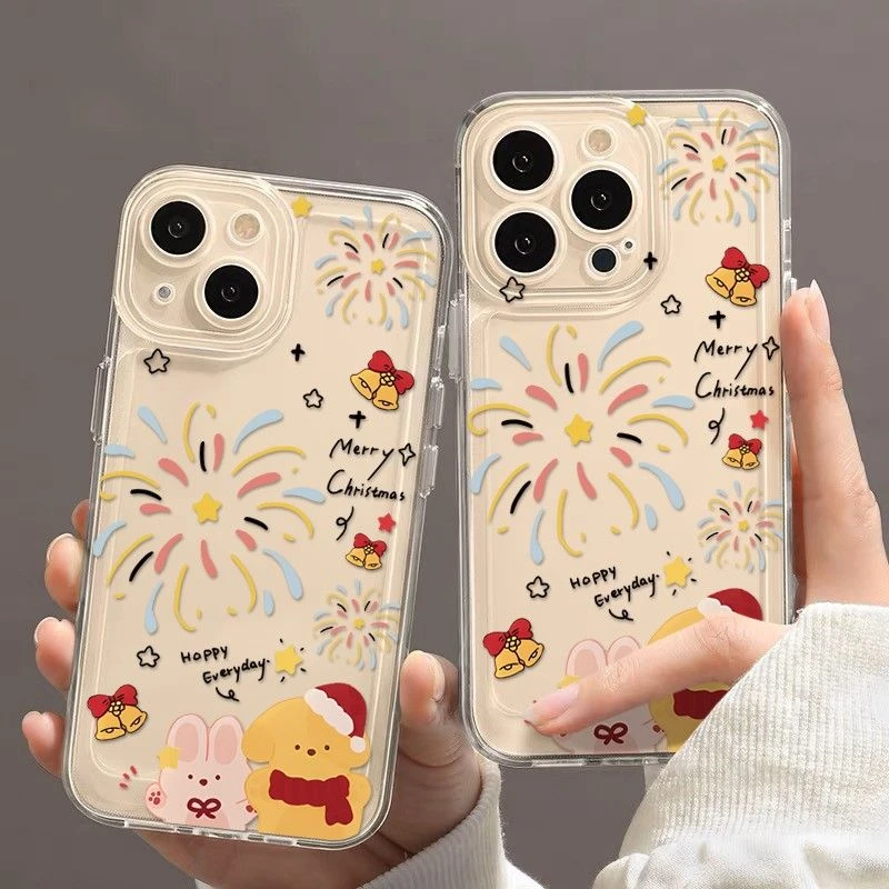 烟花动物苹果15promax手机壳iPhone14新款13透明12简约11软壳x女8