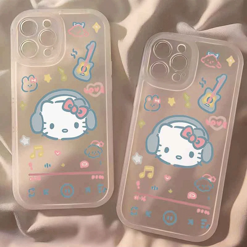 耳机猫咪苹果15ProMax手机壳iPhone14防摔13全包12新款11软壳X女8