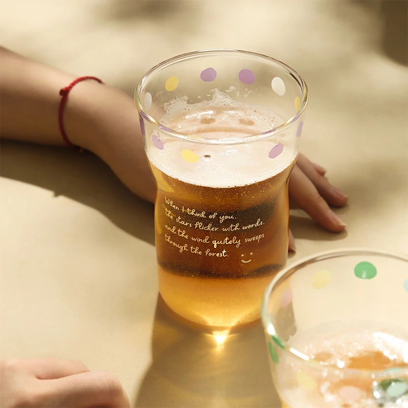 蓝莲花创意个性玻璃杯子家用啤酒杯果汁高颜值饮料杯随手杯冷饮杯