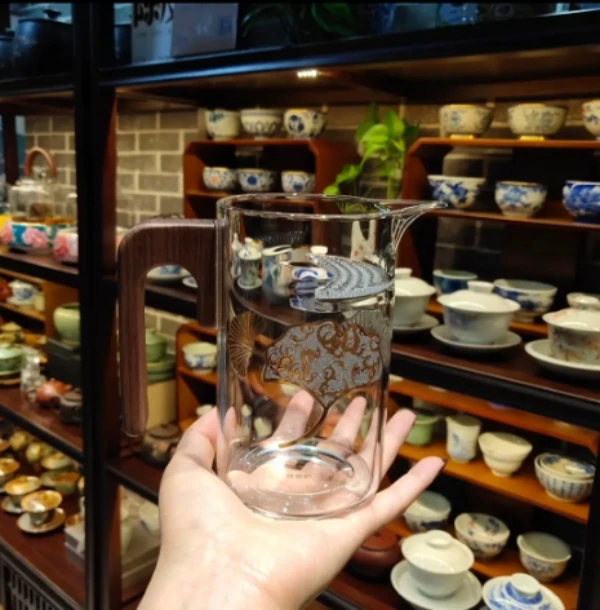 绿茶泡分茶器加厚玻璃公道杯茶漏一体月牙过滤茶杯茶道