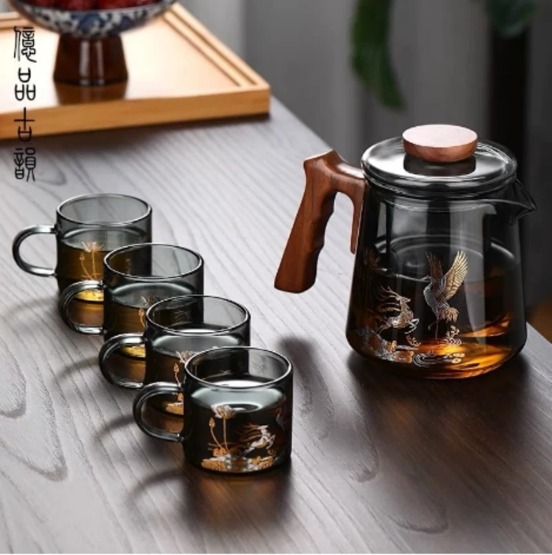 一品古韵玻璃茶壶套组加厚耐高温煮茶器家用办公泡茶壶过滤高档