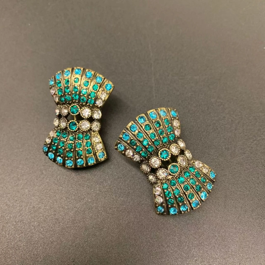 合金珐琅耳饰 2011 复古vintage宫廷风优雅轻奢时尚精致绿色耳钉