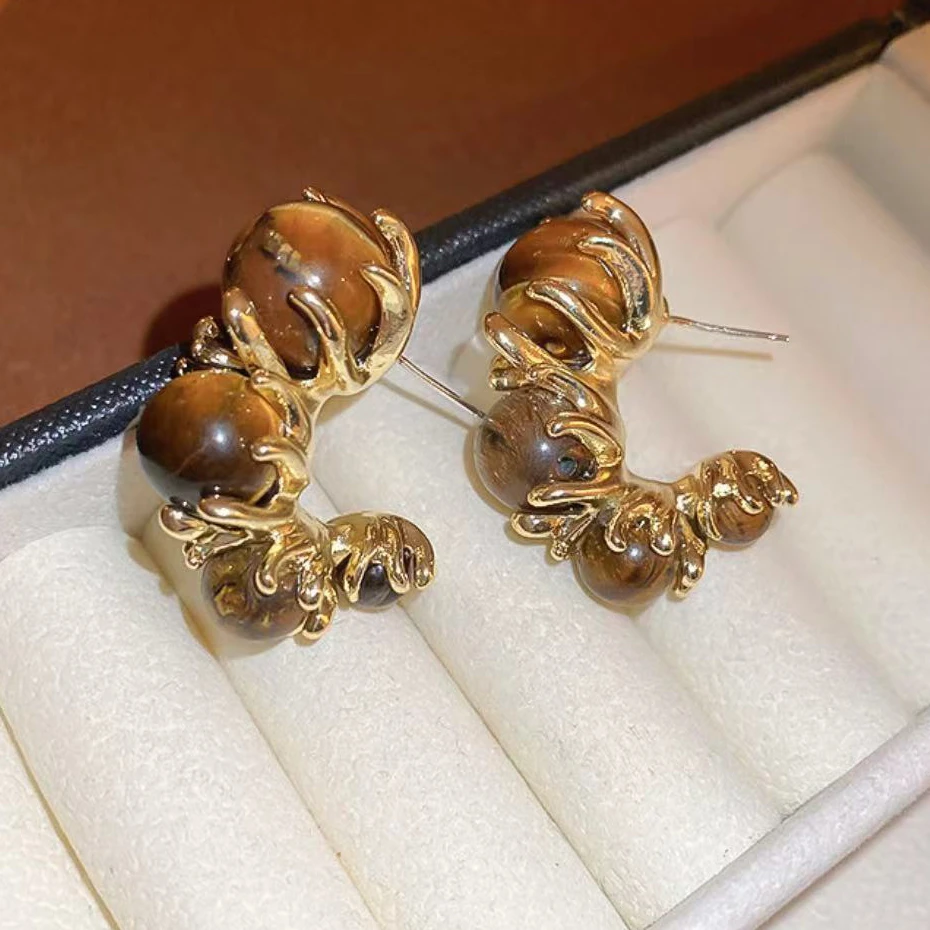 合金亚克力耳饰 2340气质百搭中古简约超仙法式复古仙气耳钉