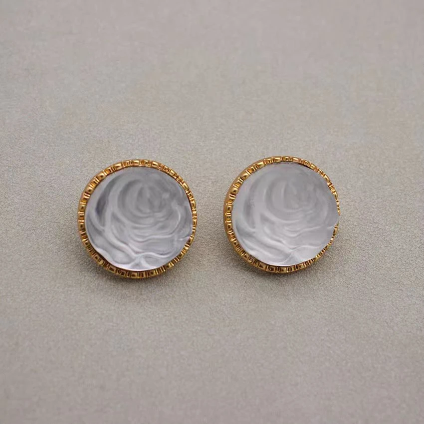 铁合金亚克力耳饰 2080 中古Vintage气质宫廷风轻奢百搭简约耳饰