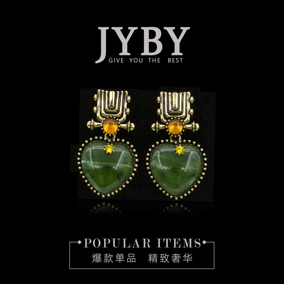 合金琉璃耳饰 3171高货重工复古vintage宫廷风优雅百搭耳环