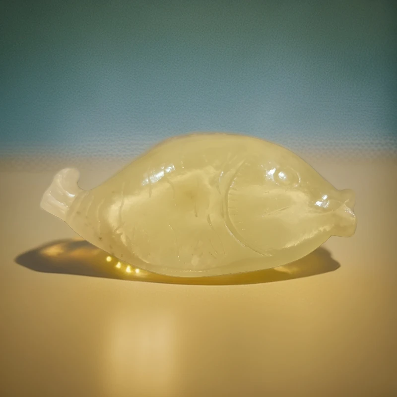 和田玉青海黄口年年有余吊坠黄色精美