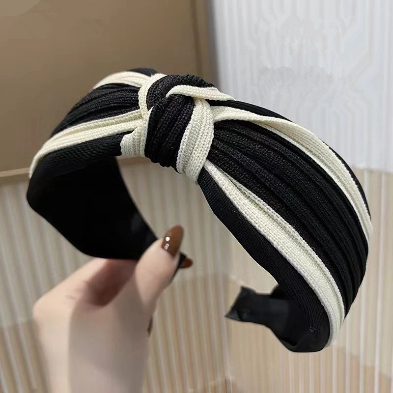法式复古高颅顶发箍2025新款简约条纹头饰打结气质头箍百搭头发饰