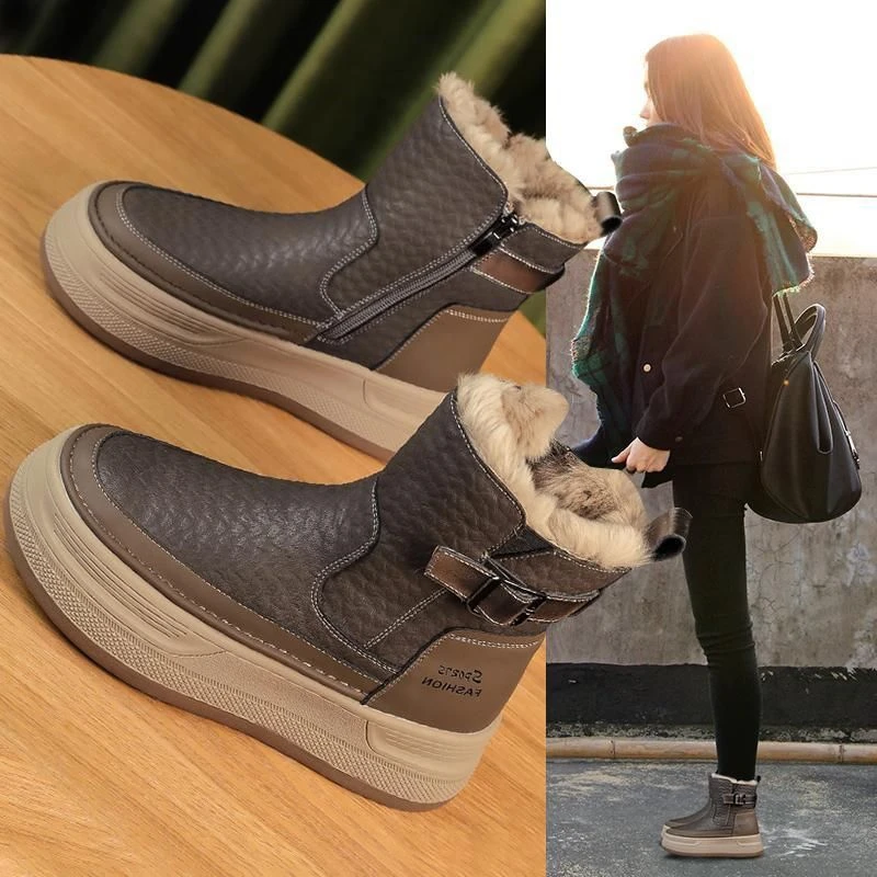 冬季雪地靴女软底2023软面加绒新款保暖加厚厚底百搭短筒休闲棉鞋