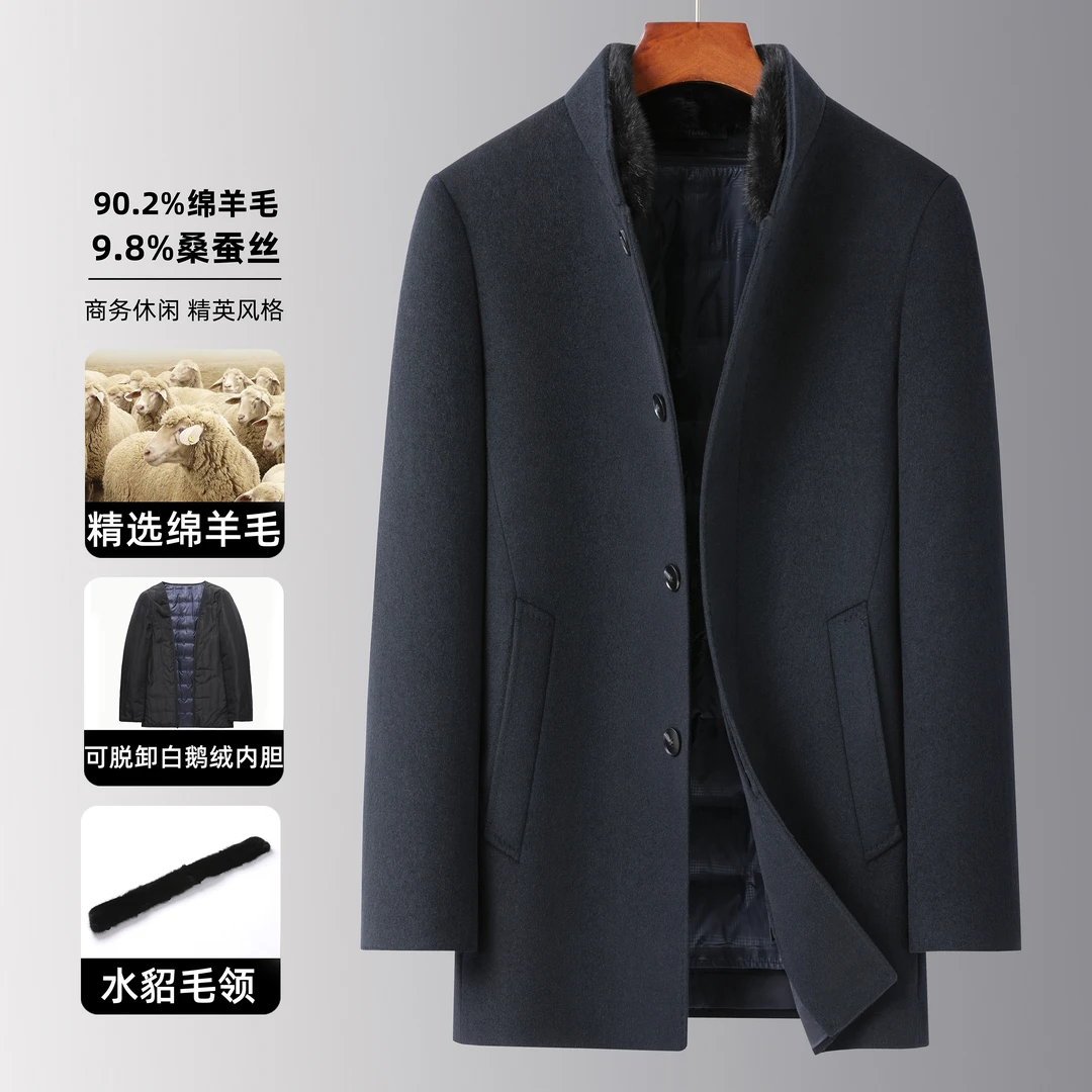 经典立领羊毛派克商务休闲系列加内胆羊毛大衣