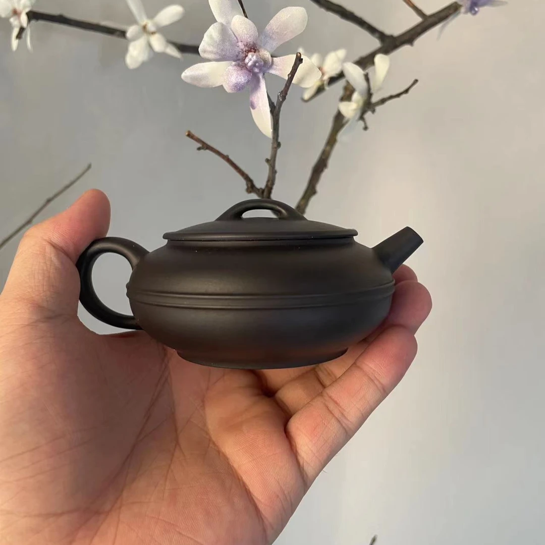 【线圆】围炉夜话高端茶器宜兴原矿紫砂全手工hh黑料线圆130cc