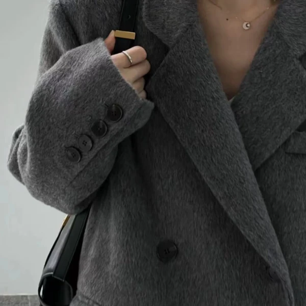 【韩素希同款】25新款休闲宽松长款时尚气质百搭韩版双面羊毛大衣