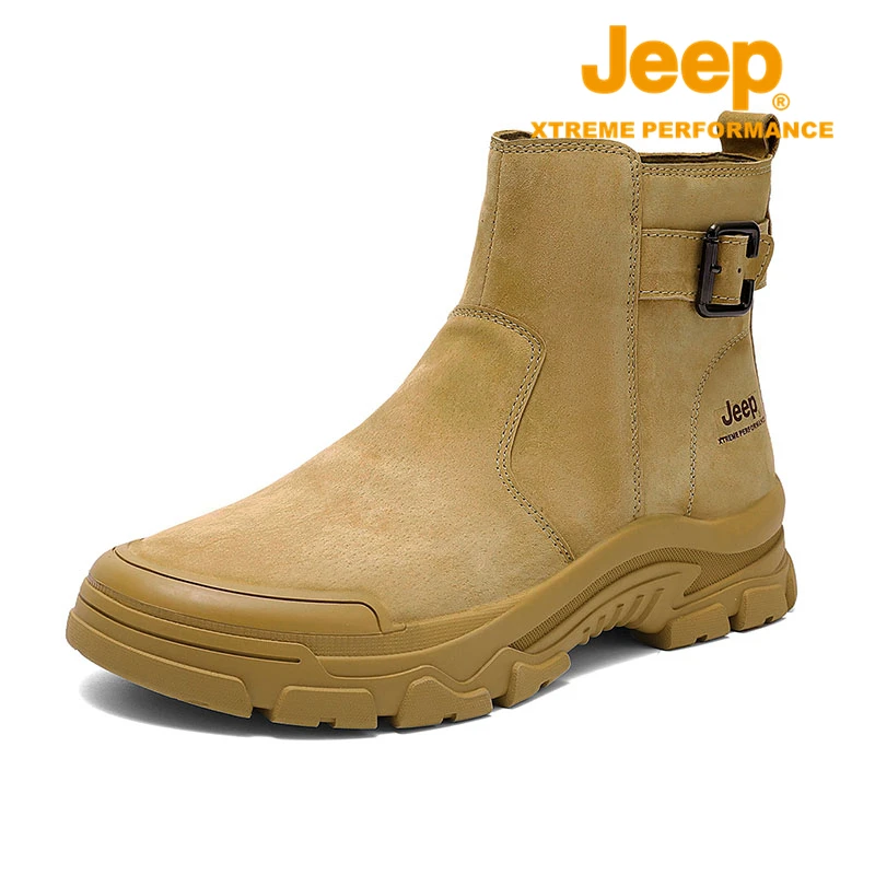 JEEP/吉普情侣马丁靴2024年户外真皮厚底英伦风复古大黄靴徒步鞋