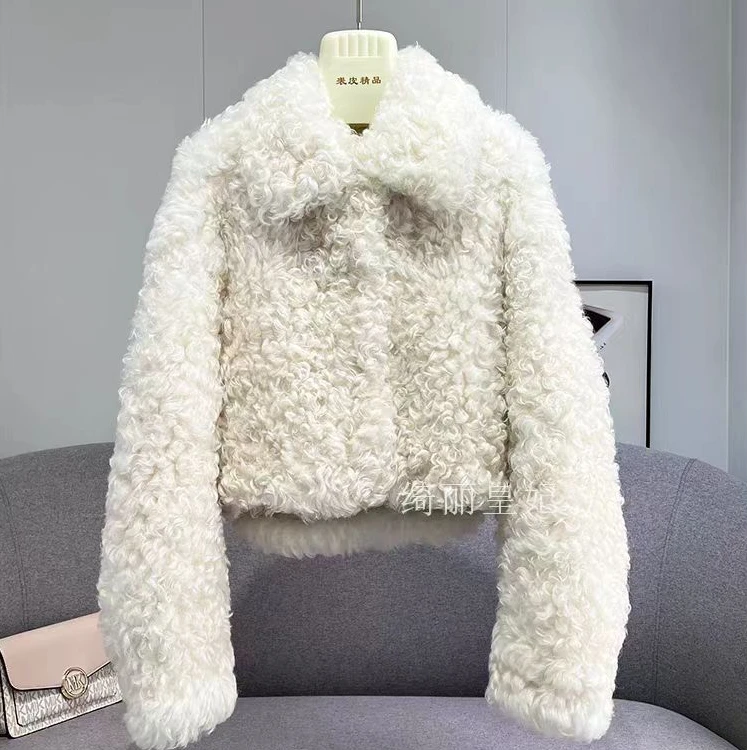 6139#牧羊卷2024年爆款羊羔毛毛短款外套新款冬季棉服加厚大衣