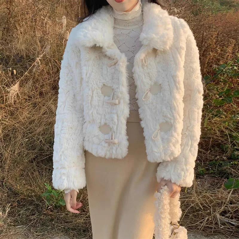 6050#小香风短款外套女秋冬加绒加厚摇粒绒2024年新款