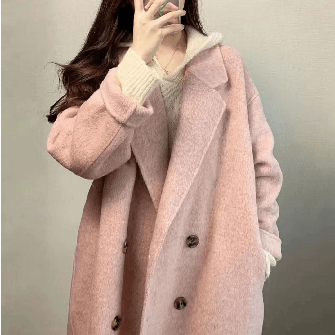【井施】Z   259 （粉色） 时尚气质休闲长款外套