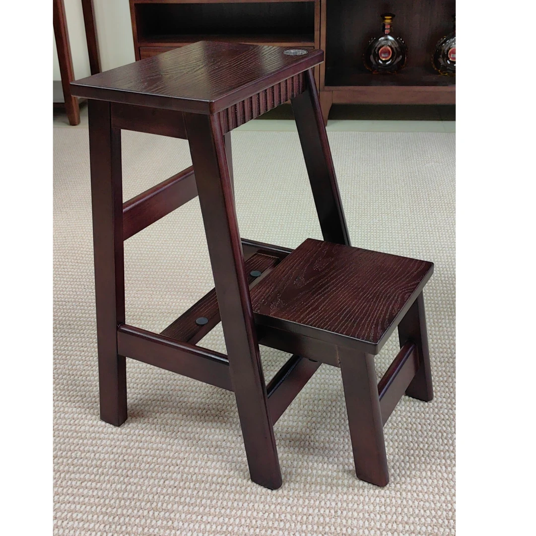 龙谋实木折叠凳简约多功能楼梯凳厨房凳家用创意高凳阶梯凳新中式