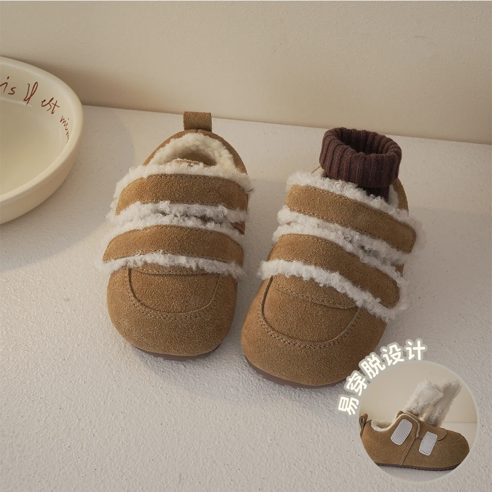239129软底儿童棉鞋冬季保暖女童时尚复古加绒童鞋
