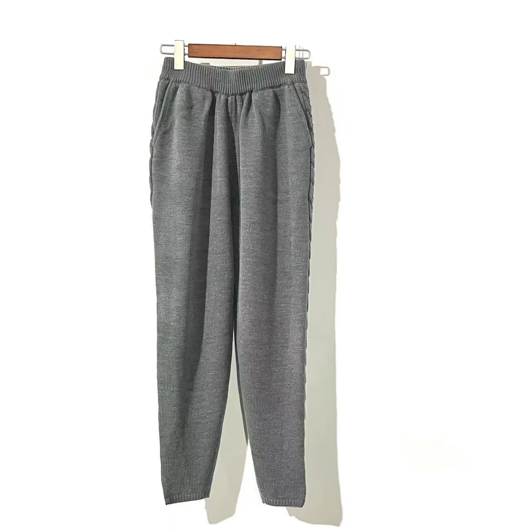 LXJ22032侧边麻花纹松紧腰毛织长裤