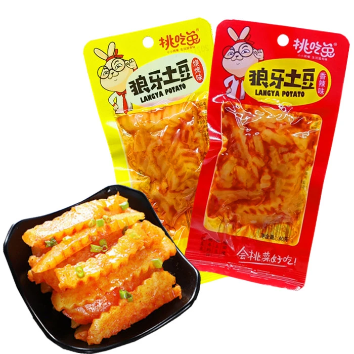 挑吃兔狼牙土豆开袋即食香辣麻辣土豆片琅牙土豆解馋休闲网红零食