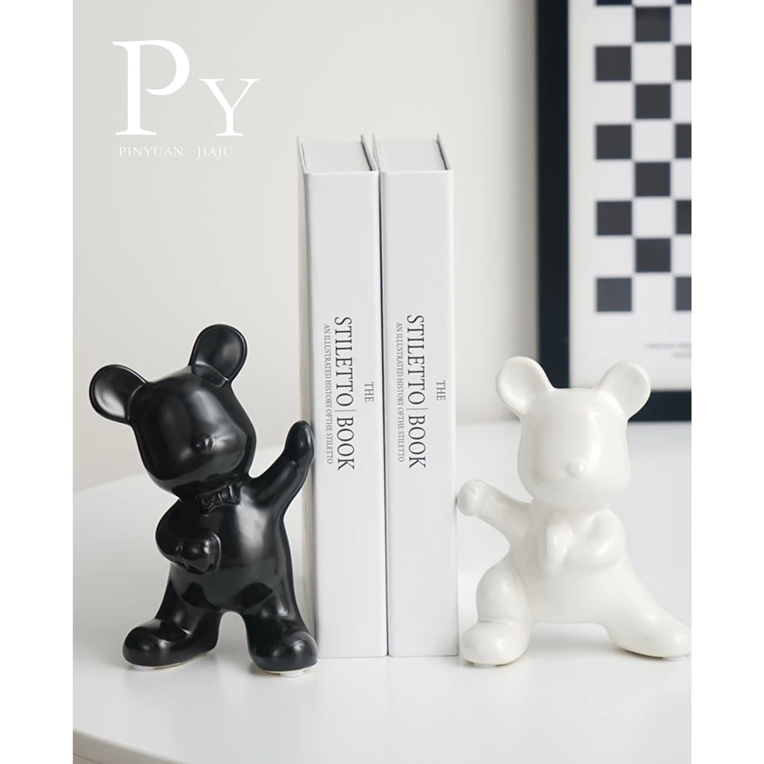 网红创意暴力熊书立摆件陶瓷家轻奢客厅电视柜酒柜玄关装饰品