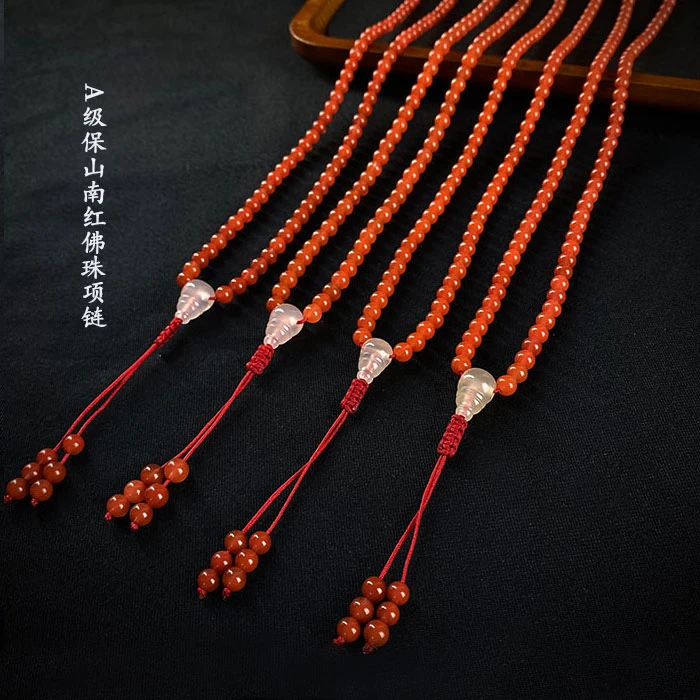 1006/原矿无注胶 A级5+保山南红佛珠项链/多样性发/一件