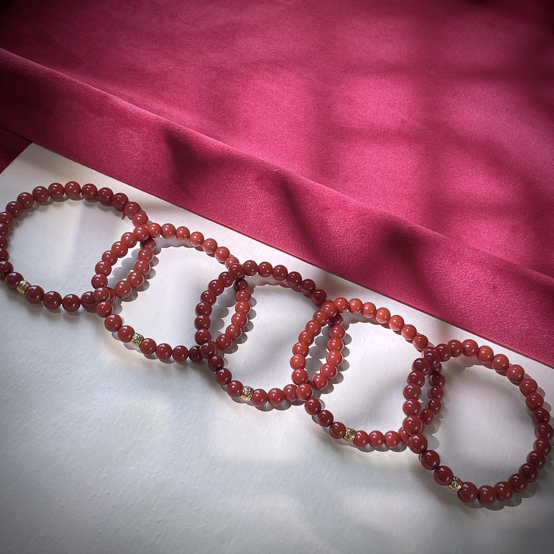 1006/南红原矿无注胶 18K金珠6+南红手串/多样性发货 发一件