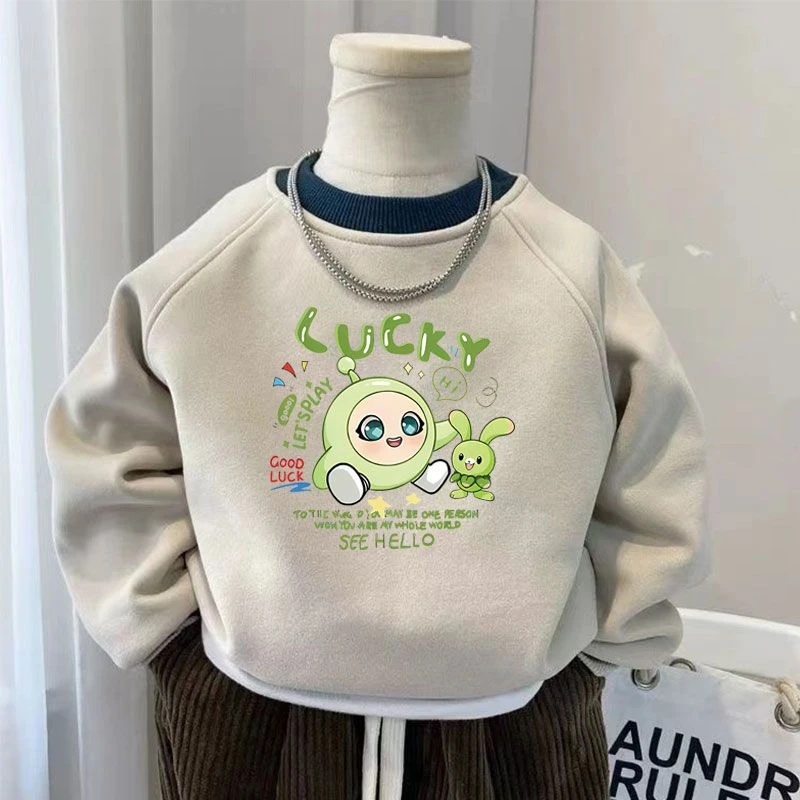 男女童加绒卫衣一体绒蛋仔派对童装潮牌卡通春装中小童男宝打底衫