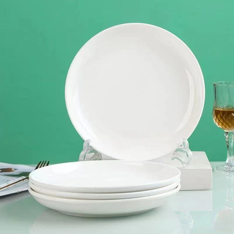 【4只装】6英寸纯白吐骨盘简约创意圆形盘碟可进微波炉酒店碗具套装