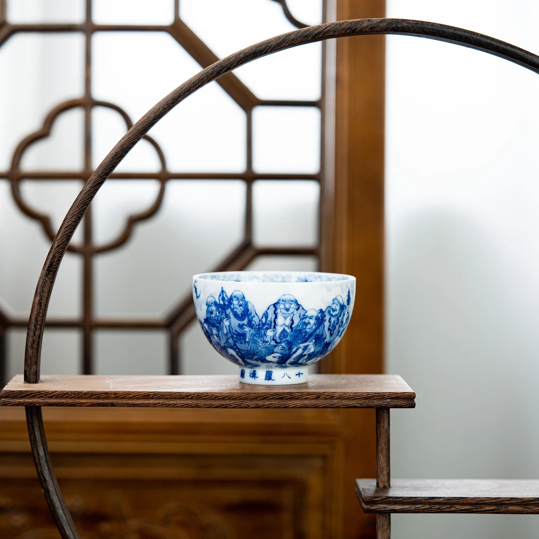 画堂春 十八罗汉鸡心杯 170cc 景德镇瓷器家用茶具htc105