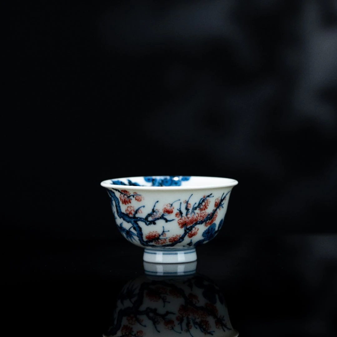 屹朴 青花釉里红松竹梅杯（周年庆款）80cc 景德镇瓷器yipu803