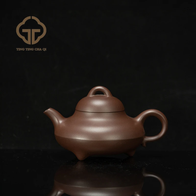 珽珽茶器 郭纪云制 三足合欢 某革泥 160cc 紫砂壶*P