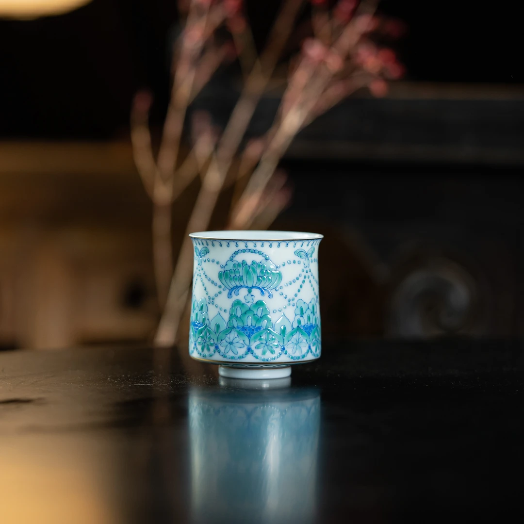 冉月观隐 斗彩碧游璎珞杯 96cc 瓷器茶周边