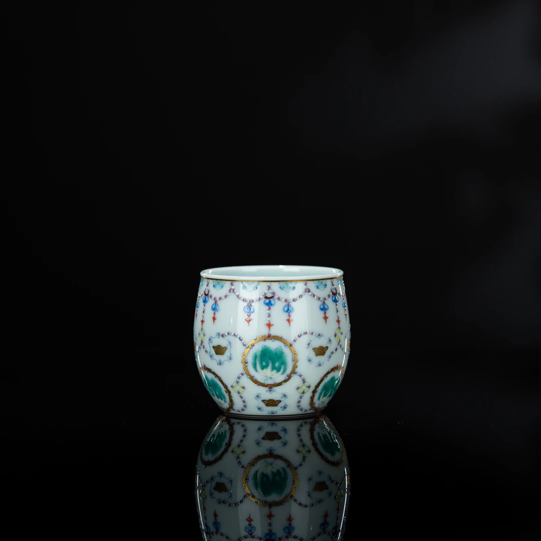 冉月观隐 斗彩百财迎福杯 120cc 瓷器茶周边