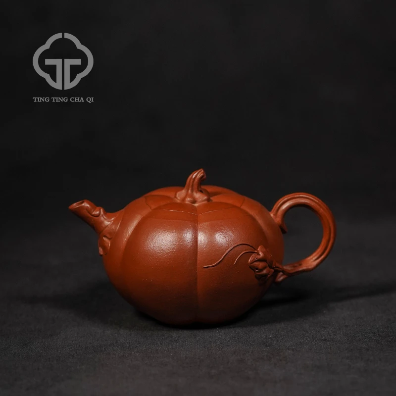 珽珽茶器 任易制 南瓜壶(直叶嘴)朱泥190cc紫砂壶*P