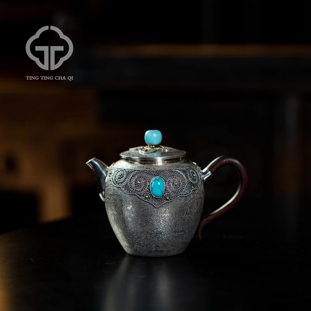 山霁无岚 松石玉露 银壶 200cc 家用茶具银壶